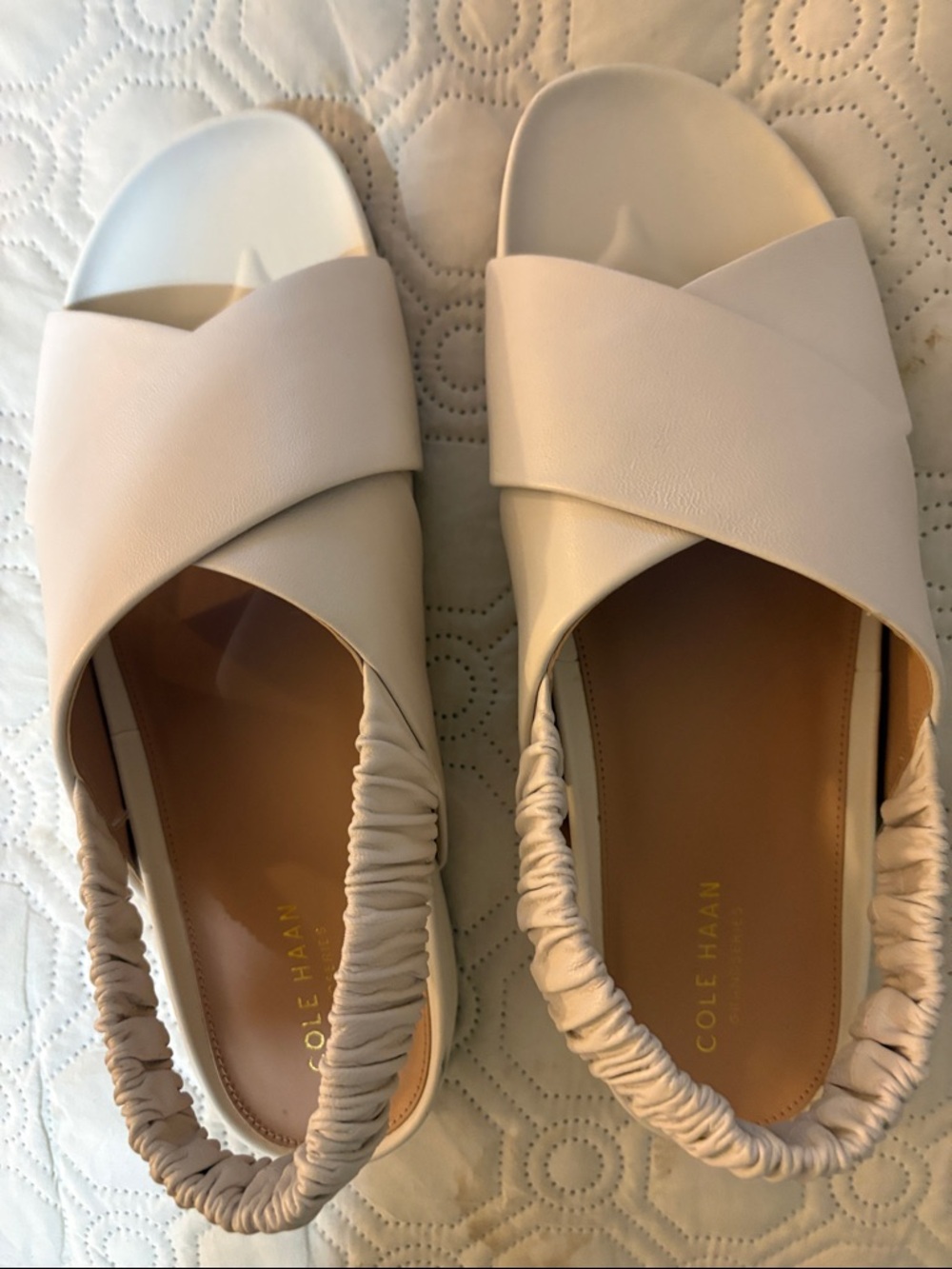 Cole Haan Women's Cream Crossband Slingback Sandals